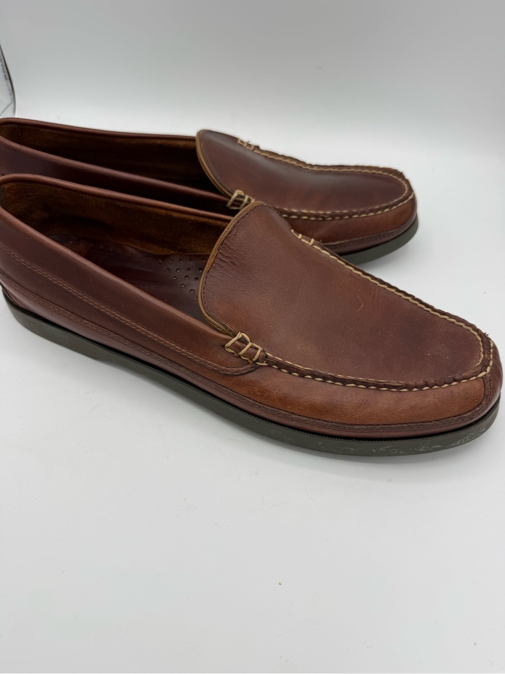 LL Bean Men's Size 12 D Casco Bay Mocs Brown Leather Mule Loafers Shoes 299805